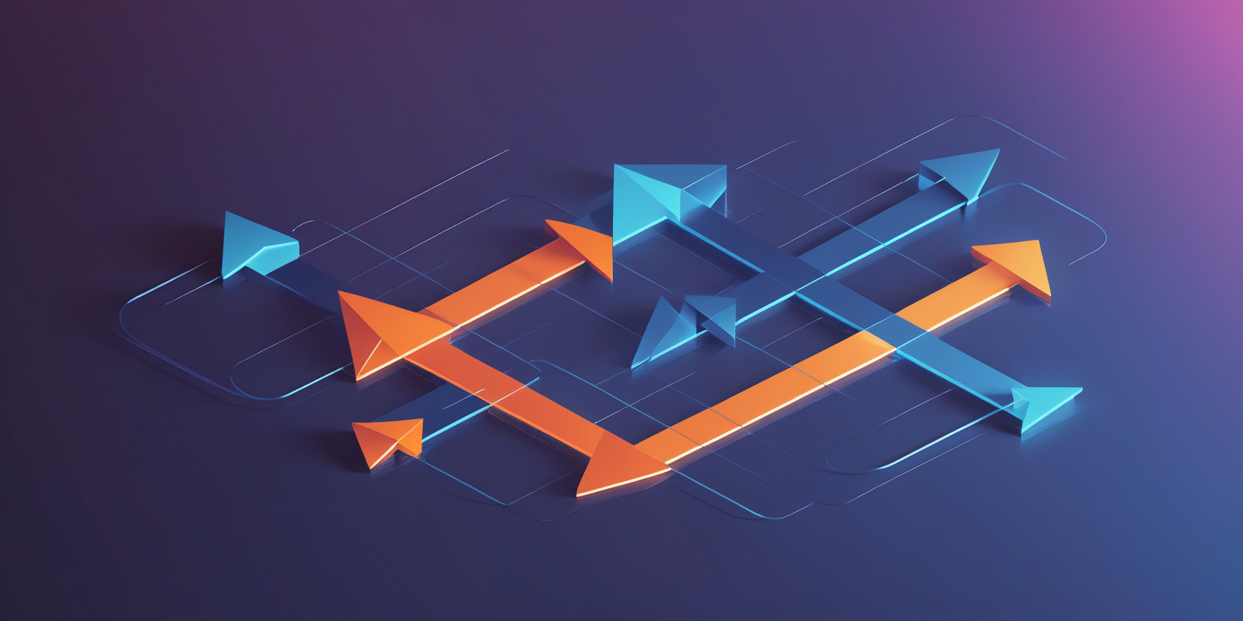 Abstract illustration of trend migration in digital content, featuring arrows and layered planes.